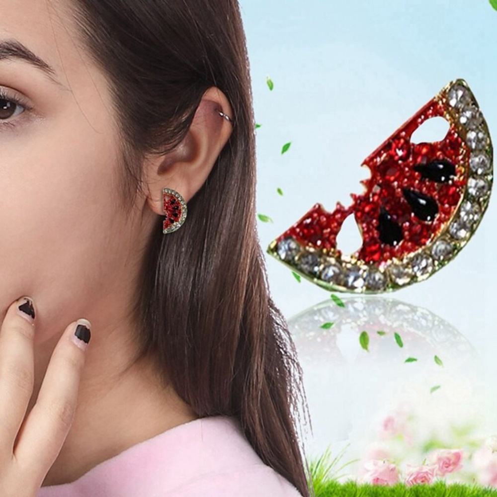 Stunning Watermelon CZ Stud Earrings - Picture 4 of 8